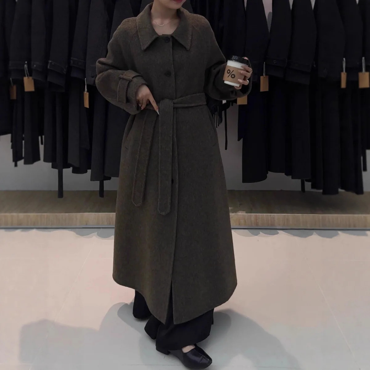 BJTZ Autumn Winter Loose MidLength DoubleSided For Women Woolen Oversized DoubleSided Wool Coat Jacket 251017