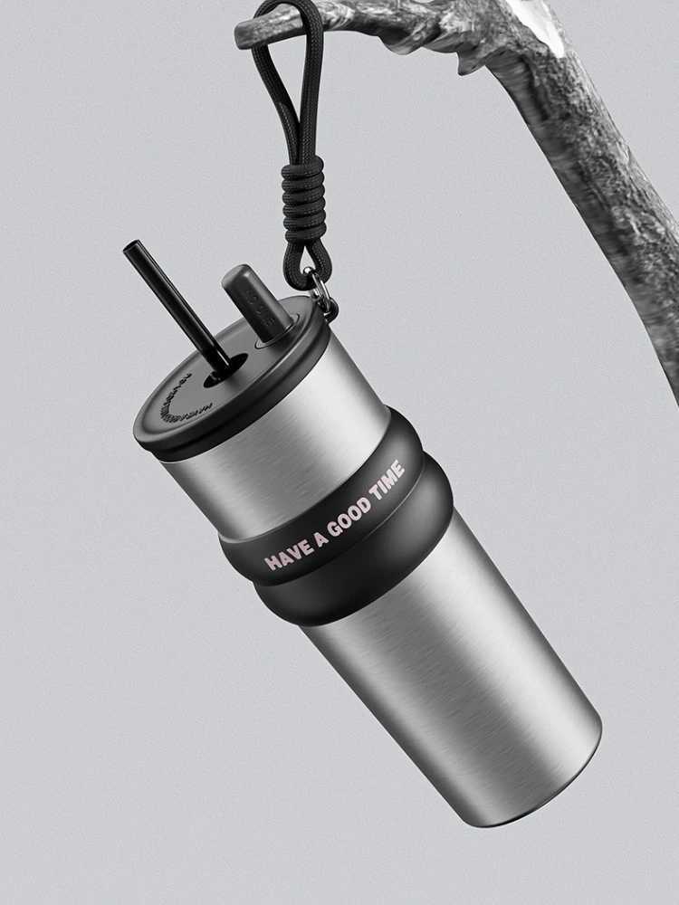 710ml Thermos Bottle Straw Cup 316 Stainless Steel Coffee Cup Cold and Hot Insated Cup Portable Car Vacuum Flask Y251021