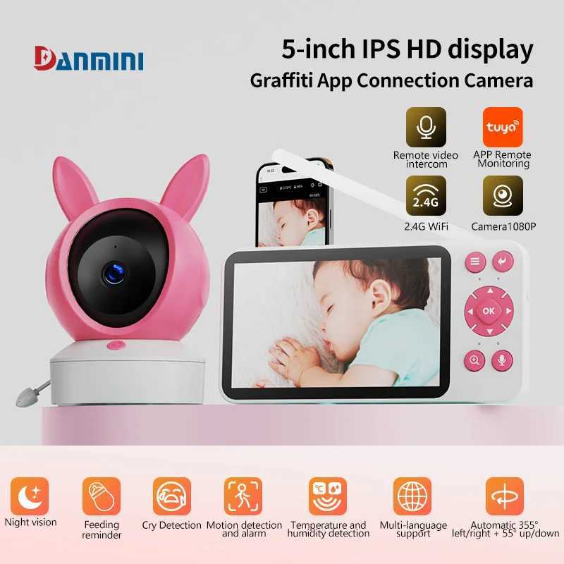 DANMINI 5 TuyaAPP Baby Monitor Security Protection Wireless PTZ Surveillance Camera with Infrared Night Vision Motion Detection J2511211