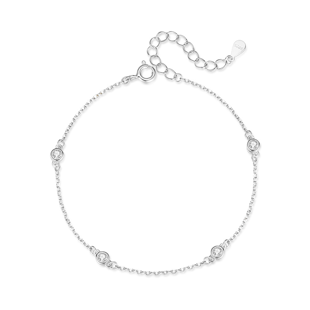 TaiYang New S925 Sterling Silver New Chinese Style Bracelet, Unisex Hip-Hop Sparkling Crystal Chain for Women & Men