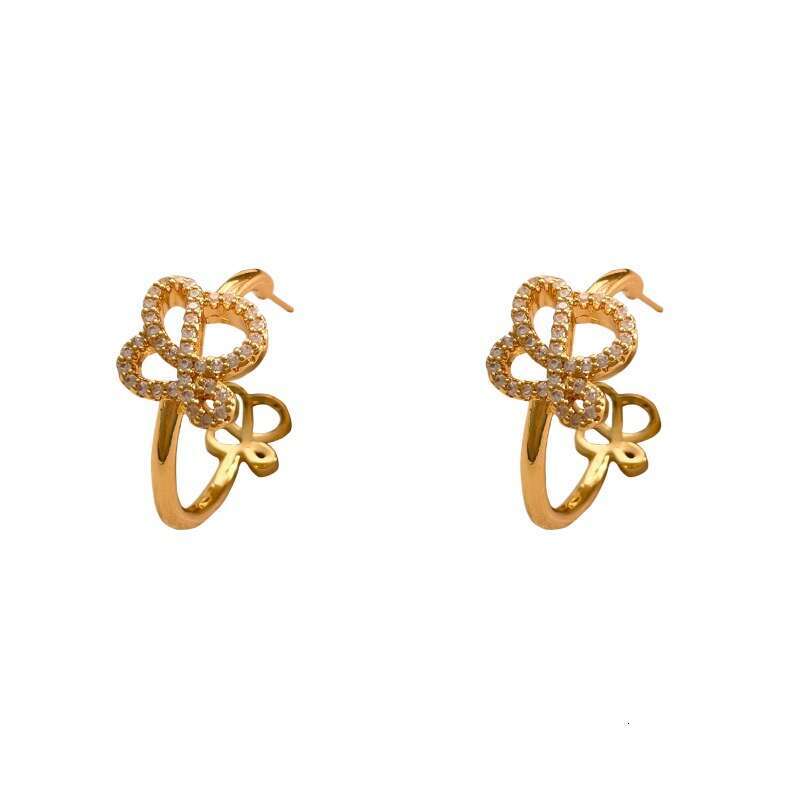 Luojia New Style Hollow Full Dia Letter Earrings Women's Ear Jewelry Brass Accessories