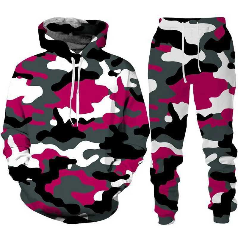 Camo Two Piece Hoodie Pant Sets Camouflage Tactical 3d Print Set Men Women Fashion HoodiePant 2Piece Set Sports Tracksuits Suit X251021