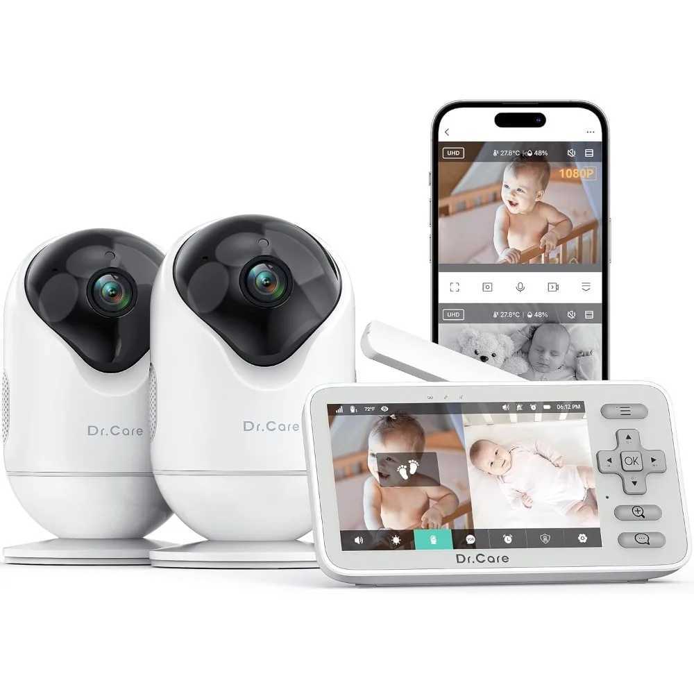 VistaView Lite Smart WiFi Baby Monitor with 2 Cameras 4 720P Split Screen 1080P Camera App Control Motion Alerts Night Vis J251121