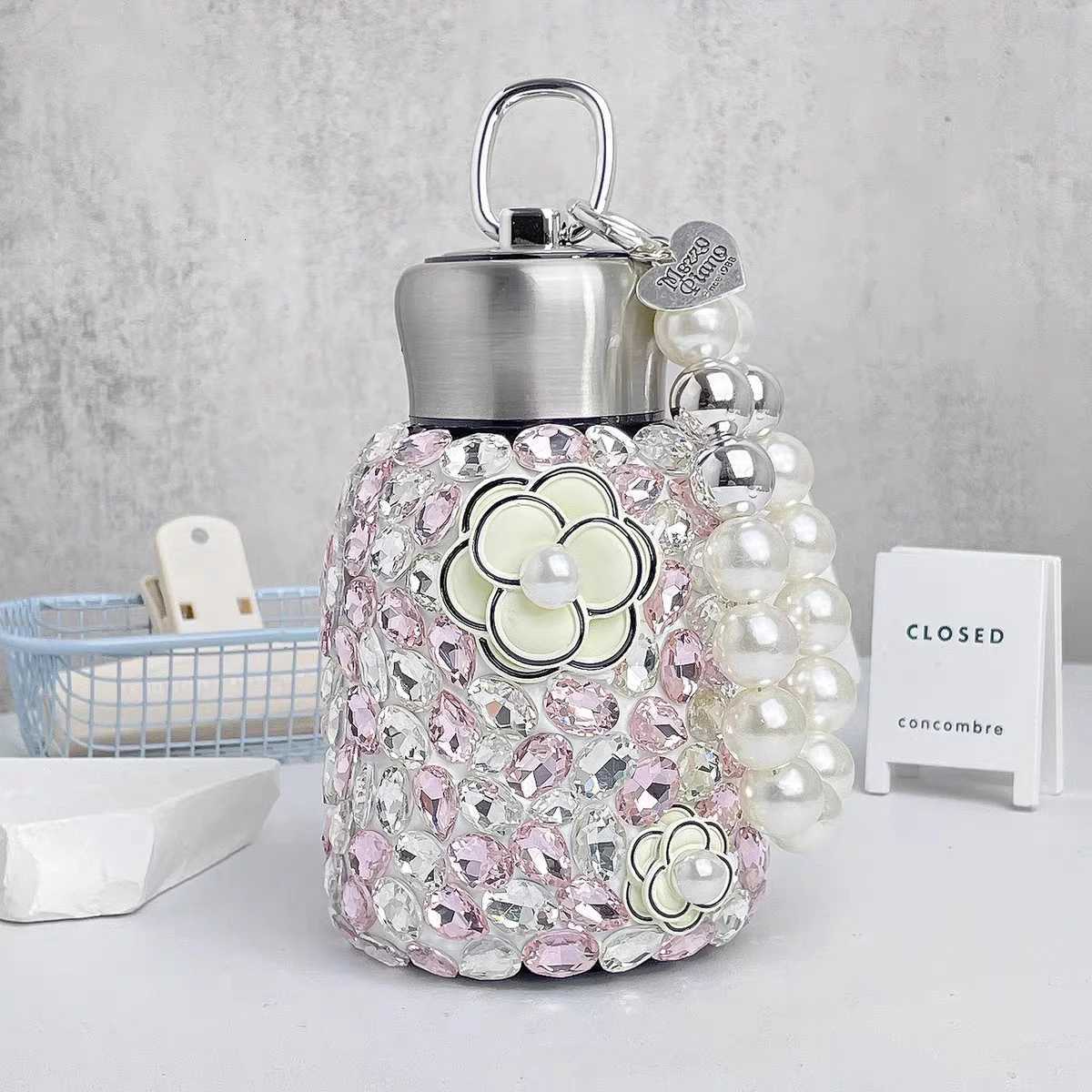 Stainless Steel Thermal Water Bottle with Rhinestone for Wen Pearl Handheld Thermos g LeakProof Insated Cup Drinkware Y251021
