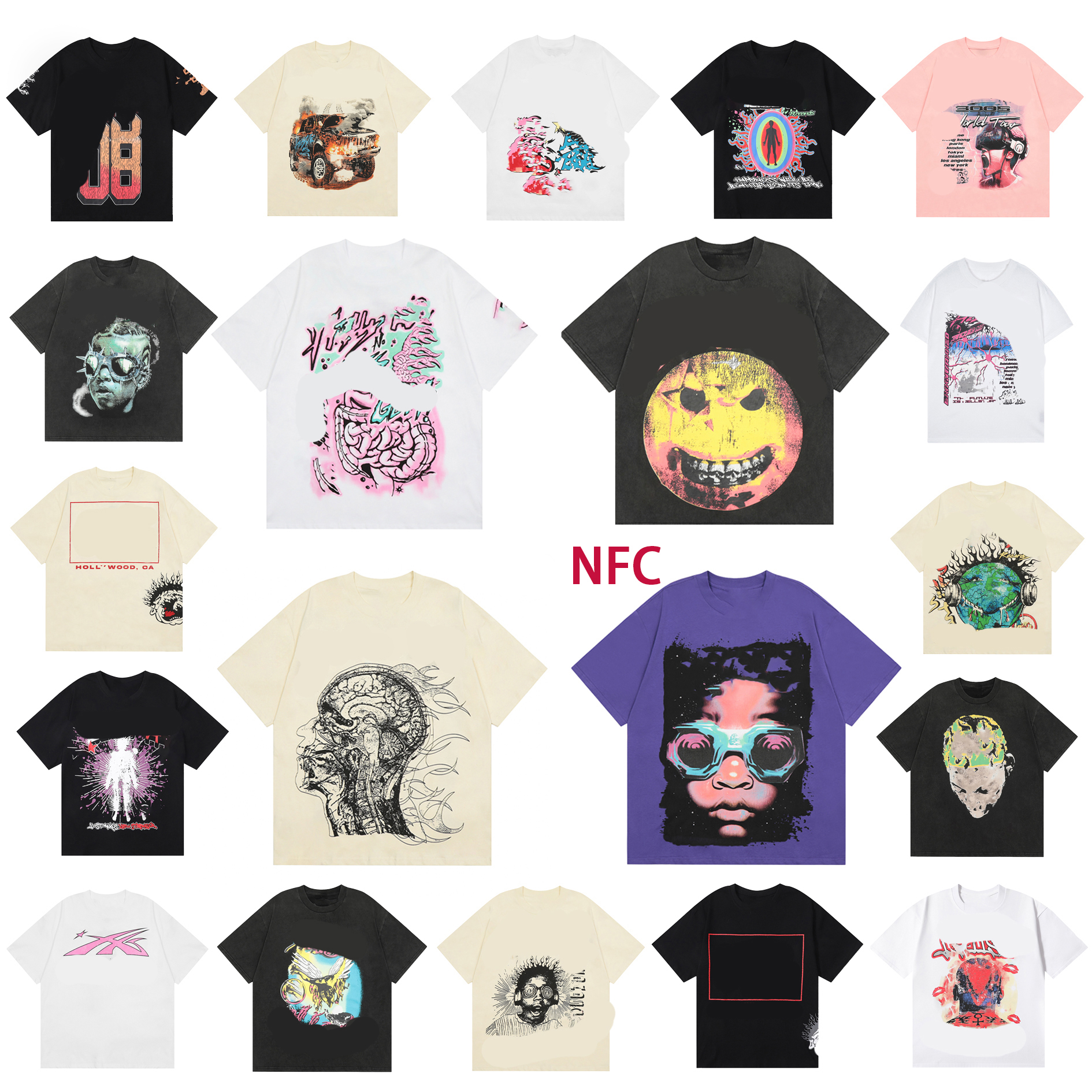 Designer T-shirts, men's T-shirts, high-quality Hip Hop street fashion, breathable and washable short-sleeved