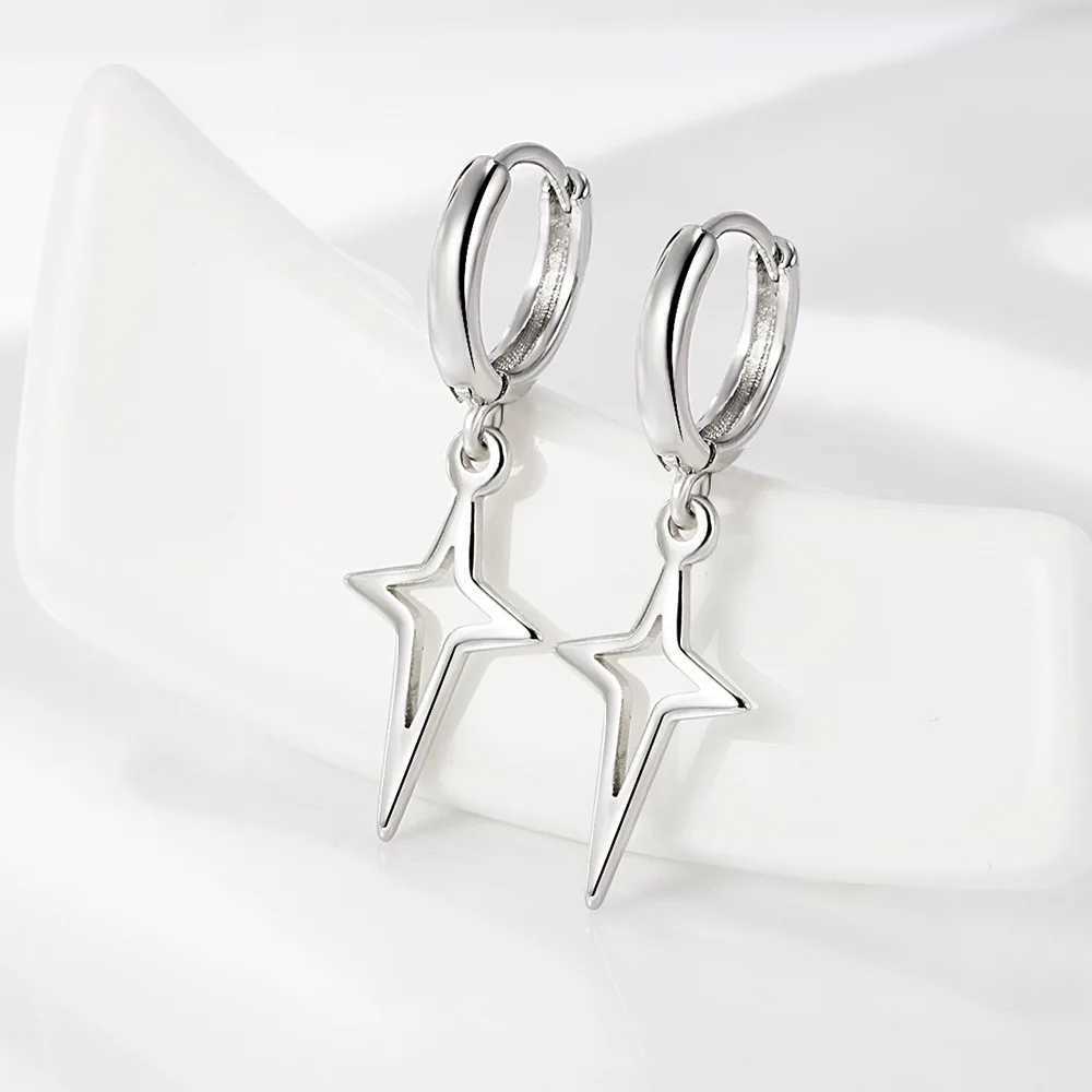 Punk Metal Hollow Star Dangle Earrings for Women Silver Color Vintage Cross Drop Earrings Trendy Statement Loop Jewelry Gift J251021