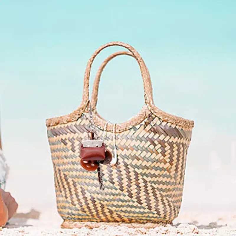 Mini Leather Handbag Chocolate Doughnuts Charms Pendant Keychain Women Bag Decoration Keys Holder Backpack Accessories Gifts W251021