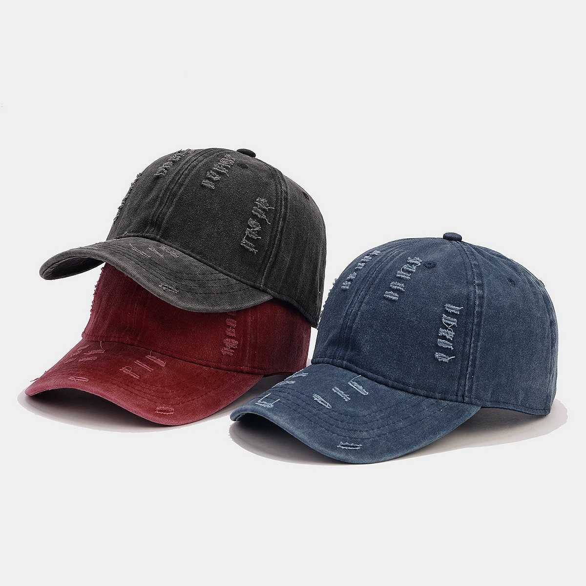 New Fashion Vintage Distressed Baseball Cap for Men Large Head Circumference Washed Soft Top Duckbill Cap Slimming Womens Cap H251020