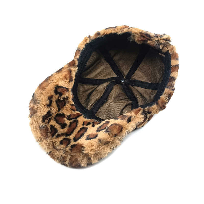 Winter Leopard Pattern Baseball Cap New Warm Plush Hat Womens Fashion Outdoor Versatile Sunshade Duckbill Cap H251020