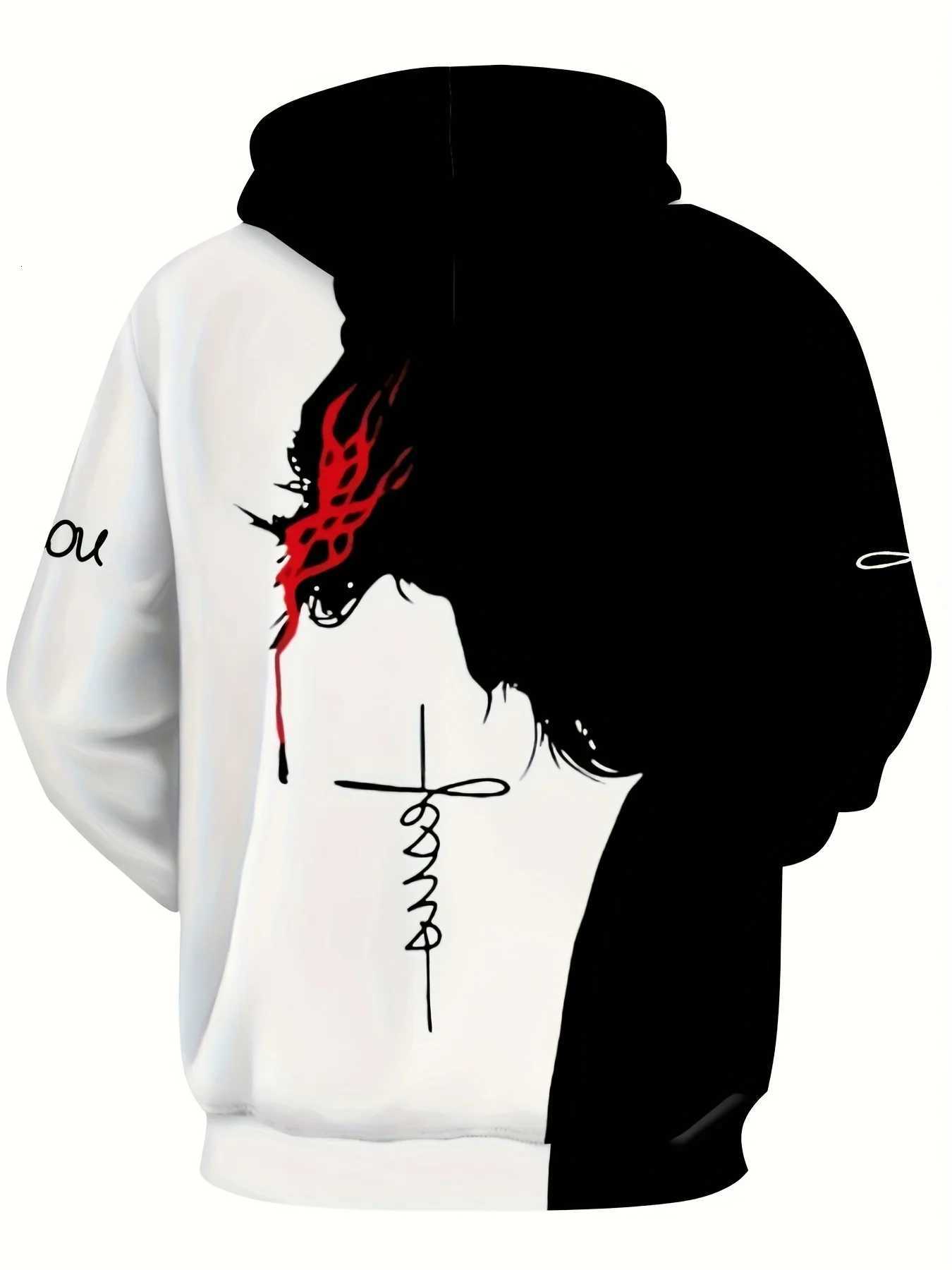 The new mens hoodie for the autumn of 2025 features a casual fashionable and sporty 3D Christ Jesus pattern print W251021