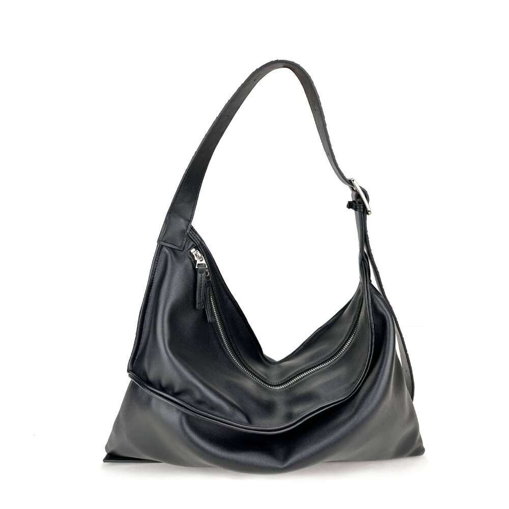 Geometric Splicing Shoulder New Style For Men And Women, Street Fashion Contrasting Color Kink Leather Crossbody Bag 251021