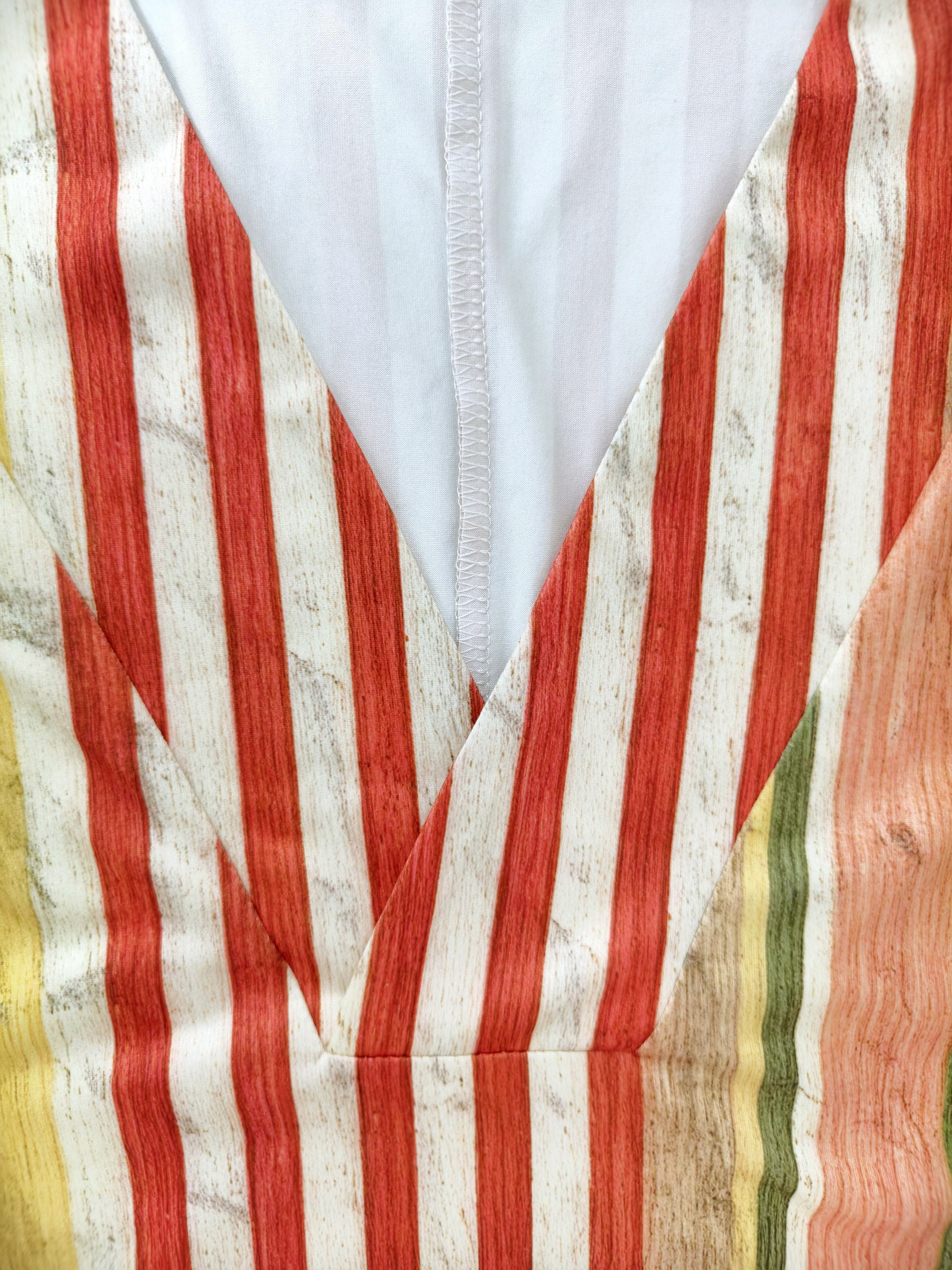 Women's Autumn New Striped Printed Deep V-Neck Beach Vacation Dress, Milk Silk Casual Versatile Long Dress-CF50882