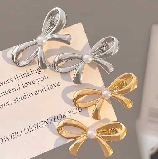 14pcs Mini Gold Metal Bow Hair Clips Little Girls Sweet Candy Pearl Bow Knot Hairpins Hairgrips Barrette Hair AccessoriesW254021