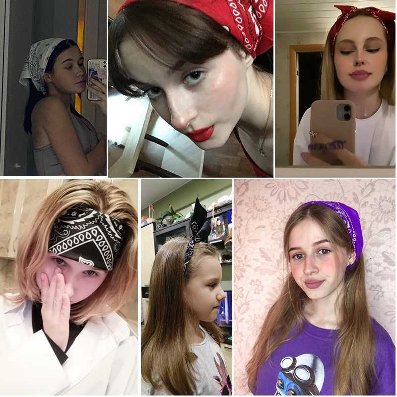 Fashion Hip Hop Bandana Kerchief Unisex Black Hair Band Neck Scarf Headwear Wrist Wraps Head Square Scarves Print Handkerchief W251021