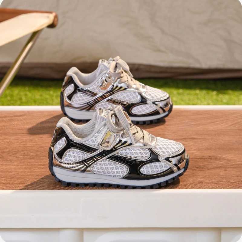 2025 Childrens Boy Girls Breathable Nonslip Anticollision Wearresistant Sneakers Kid Toddler Casual Orbit Metallic Shoes W251021