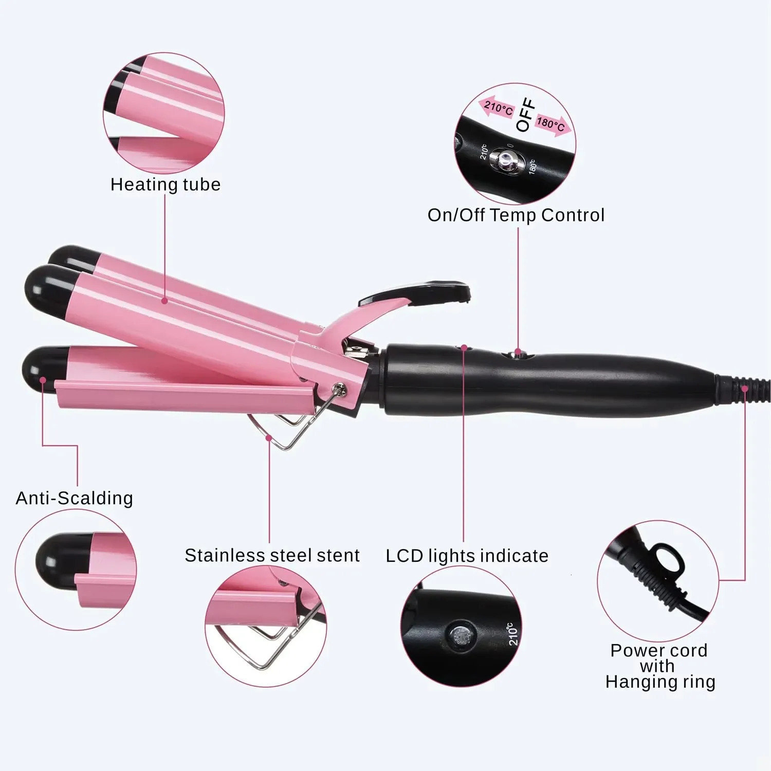 3 Barrel Curling Iron Ceramic Styling Tools for All Hair Styling ToolsProfessional Hair Tools Curler Iron for Hair 25mm 251018