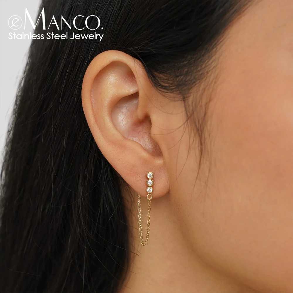 eManc Korean Aesthetic Earring Stainless Steel Earrings for Women Drop Dangle Boho Earrings Women Fashion Jewelry J251021