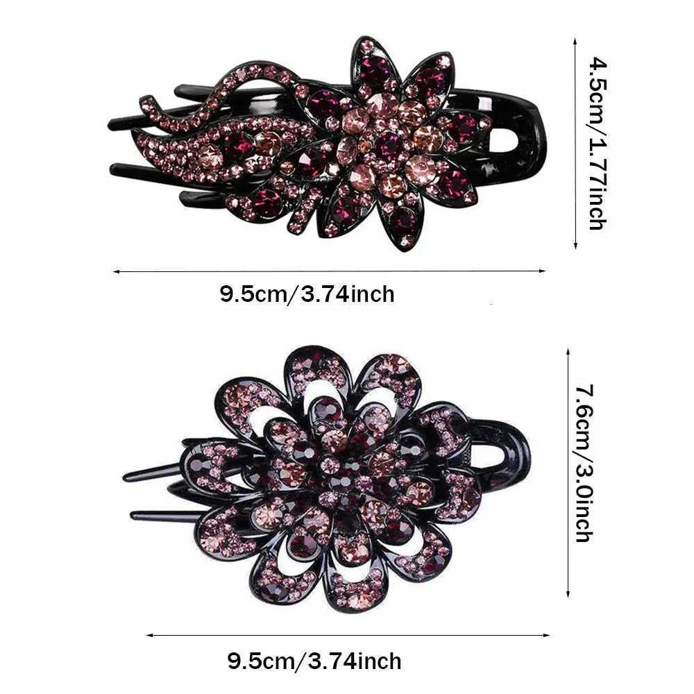 Shiny Rhinestone Hairpin Flower Leaf Duckbill Hair Claws Retro Hair Clips Accessories For Women Shinning Ponytail HeadwearW254021