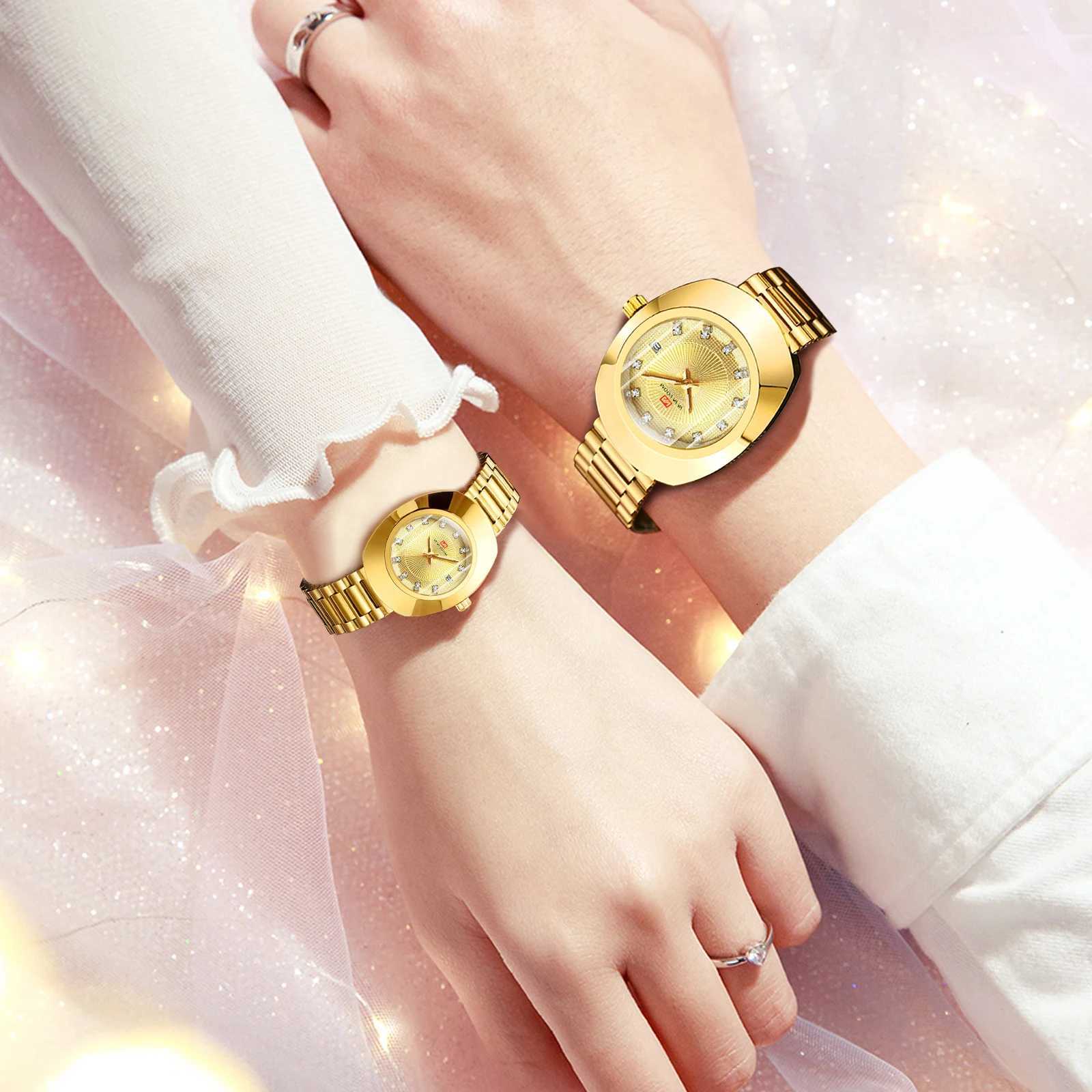 2024 New Women Oval 34mm Stainl Steel Quartz Movement Brand Luxury Water Diamond Gold Black Casual Dr BanquetXJ251021