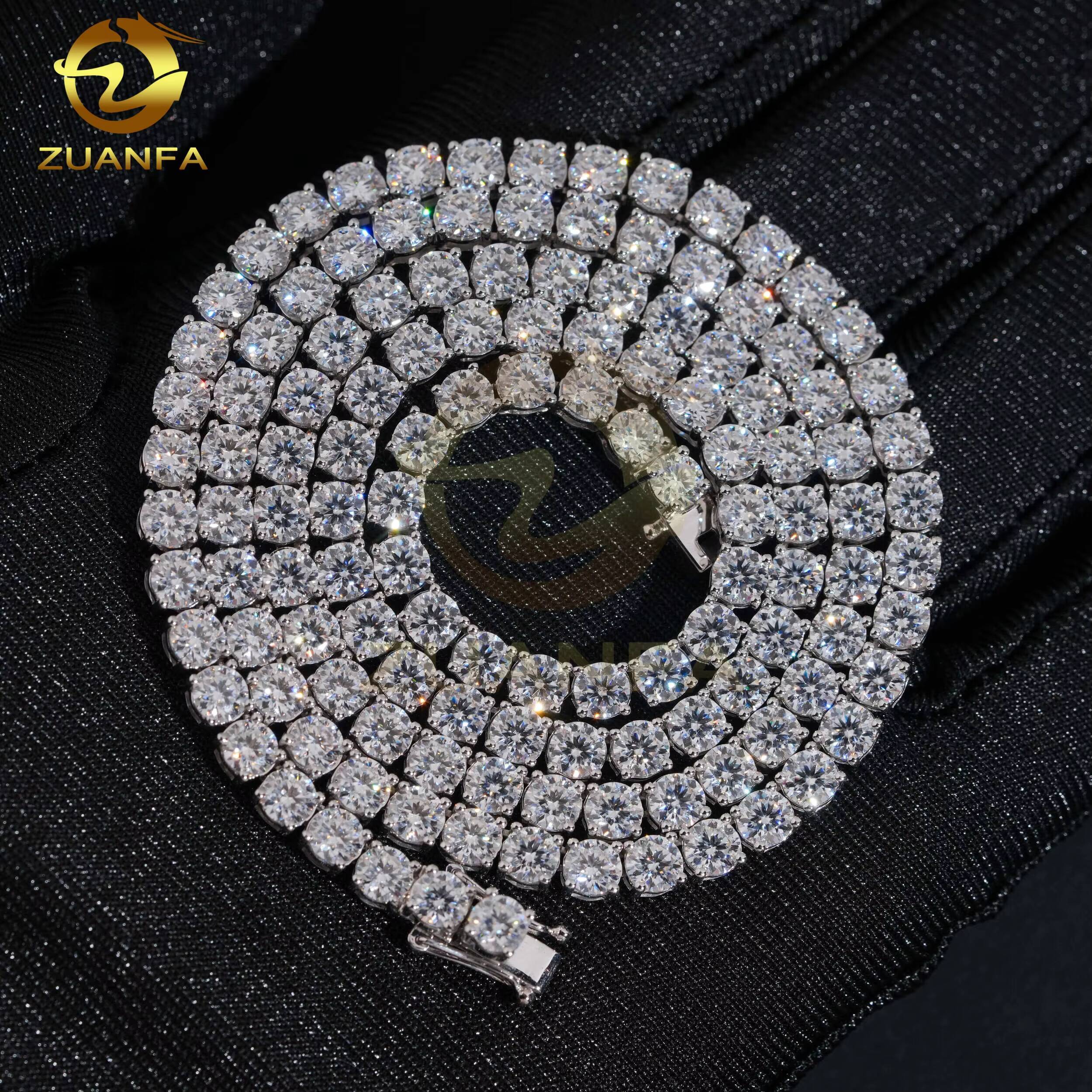 48 Hours Ship 10K Solid Gold 4mm Moissanite Diamond Hiphop Jewelry VVS Moissanite Necklace Moissanite Tennis Chain Necklace