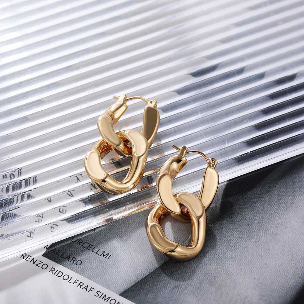 Minimalist Twisted Cuban Chain Hanging Drop Earrings for Women Punk Gold Color Detachable Round Circles Hoop Earring Ear Buckle J251021