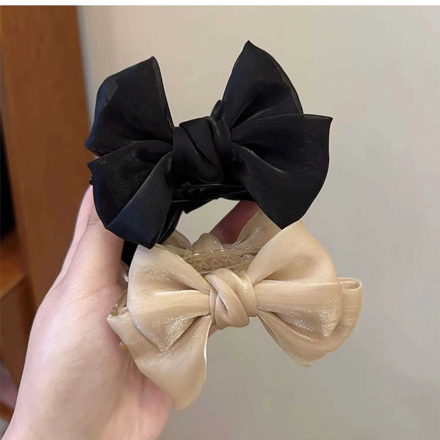 Elegant Bow Tie Hair Claws Clips Colored Ribbon Barrettes Hairpins For Girls Bun Women Hair Ponytail Clip Accessories HeadwearW254021