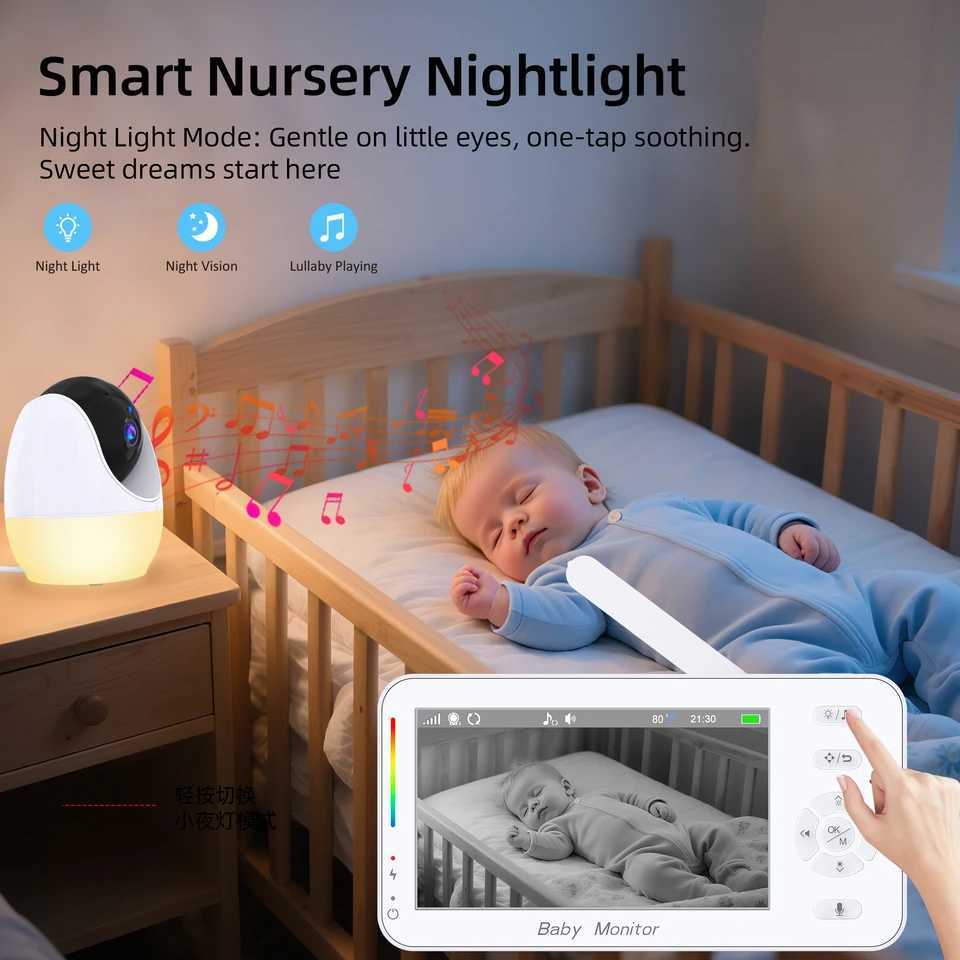 43 Inch Display Baby Monitor APP View Control Pan Tilt Zoom Security Babyphone Night Light Auto Tracking Video Surveillance Cam J251121