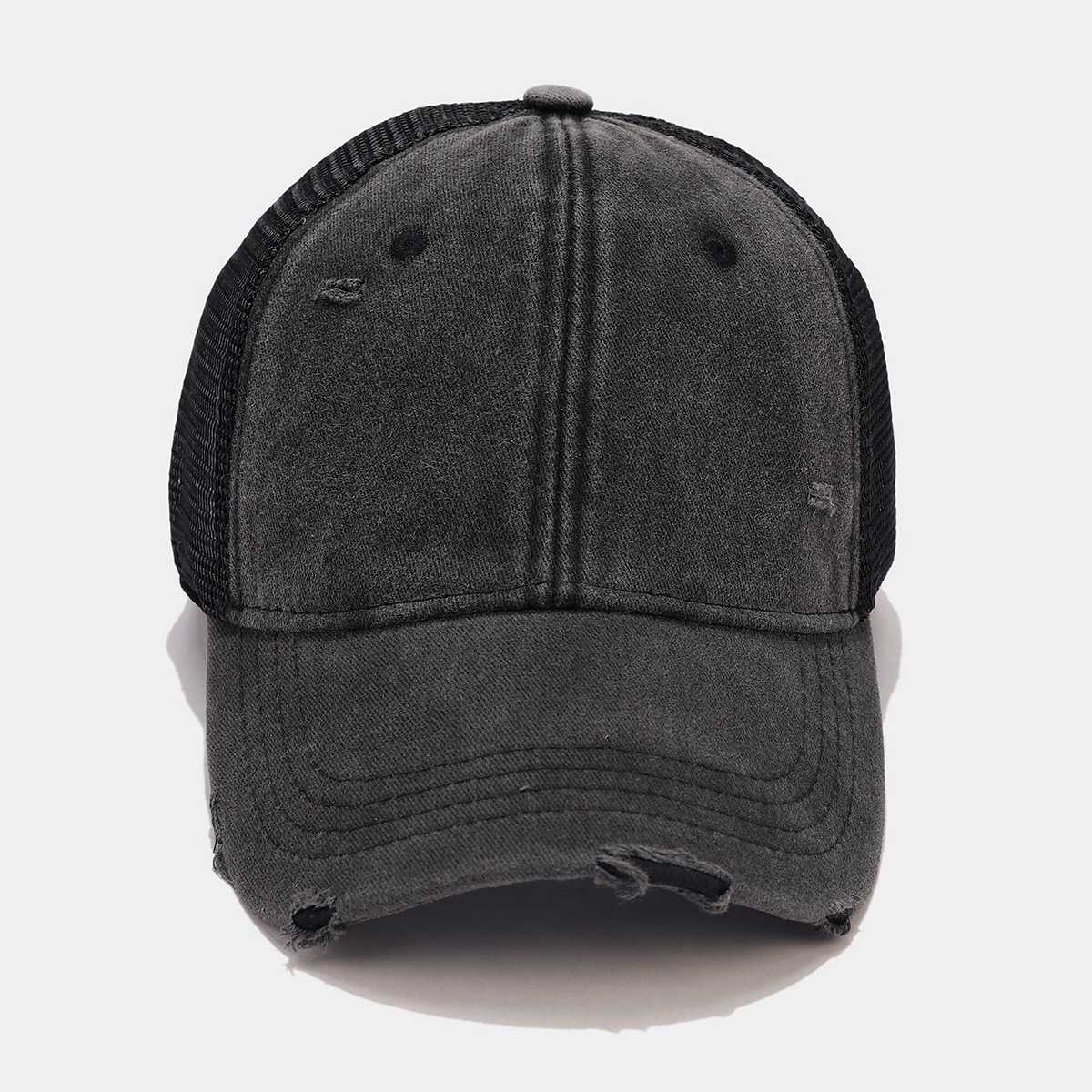 Fashion Summer Patchwork Mesh Baseball Cap for Men Breathable Washed Distressed Duckbill Cap for Women Outdoor Sun Protection Hat H251020