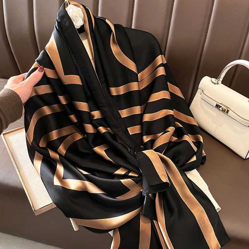 Luxury Brand Large Silk Soft Scarf Women Stylish Print Long Shawl Handkerchief Summer Elegant Travel Wrap Hot 90180cm W251021