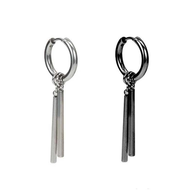 Jewelry Titanium Steel Punk Cool Men Women Ear Clip Stud Earrings Long Stick Pendant Fashion Hip Hop Drop Party Earring J2510211