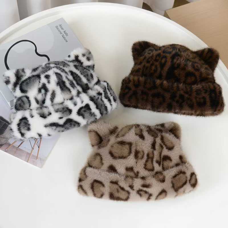 Winter Fur Leopard Print Versatile Scarf for Women Autumn and Winter Cross Neck Warmer H251020