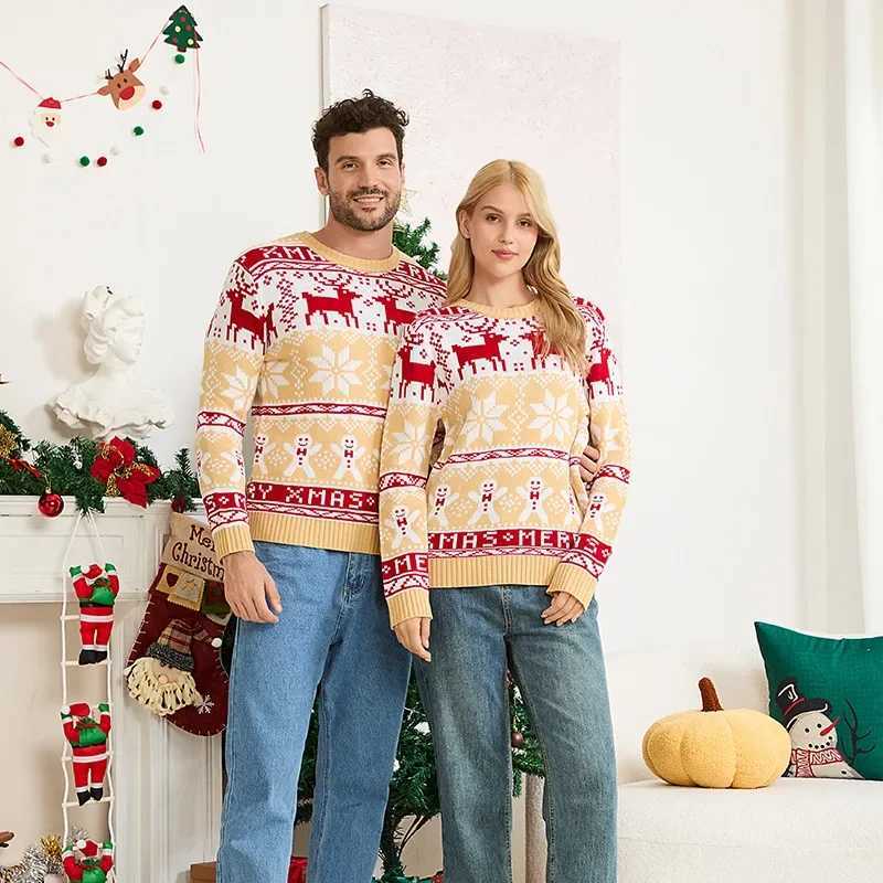2025 Winter Cartoon Print Mom Dad Kids Matching Outfits Christmas Sweater Full Sleeve Soft Knitwear Cute Jumper Xmas Family Look L251021C3H0