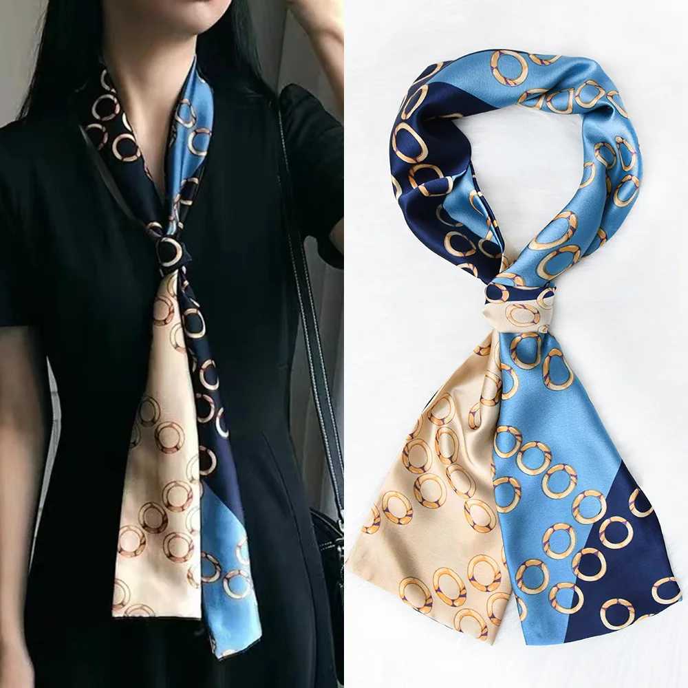 Luxury Horse Pattern Imitation Silk Scarf band Neckerchi Foard Fa Hair Scarfs Neck Tie Skinny Scarves Soft SatinW251021