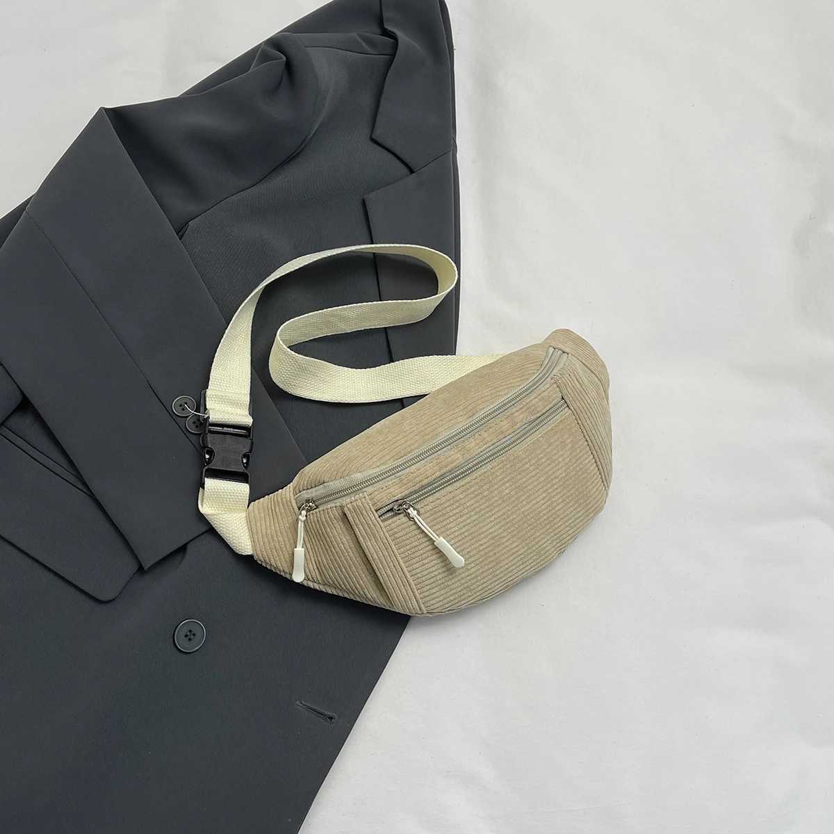 Women Waist Bag Corduroy Student Shoulder Handbag Crossbody Chest Breast Bag Fanny Pack Fashion Phone Female Bum Belt Purse Z251021