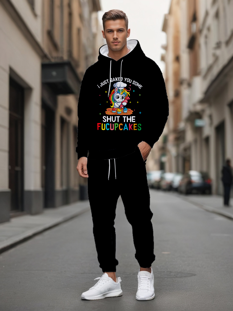 Men's Ankle-Length Knitted Hoodie Casual Outdoor Polyester Print Long Sleeve T-Shirt Adjustable Drawstring Hood Autumn Wear - LMWY00185