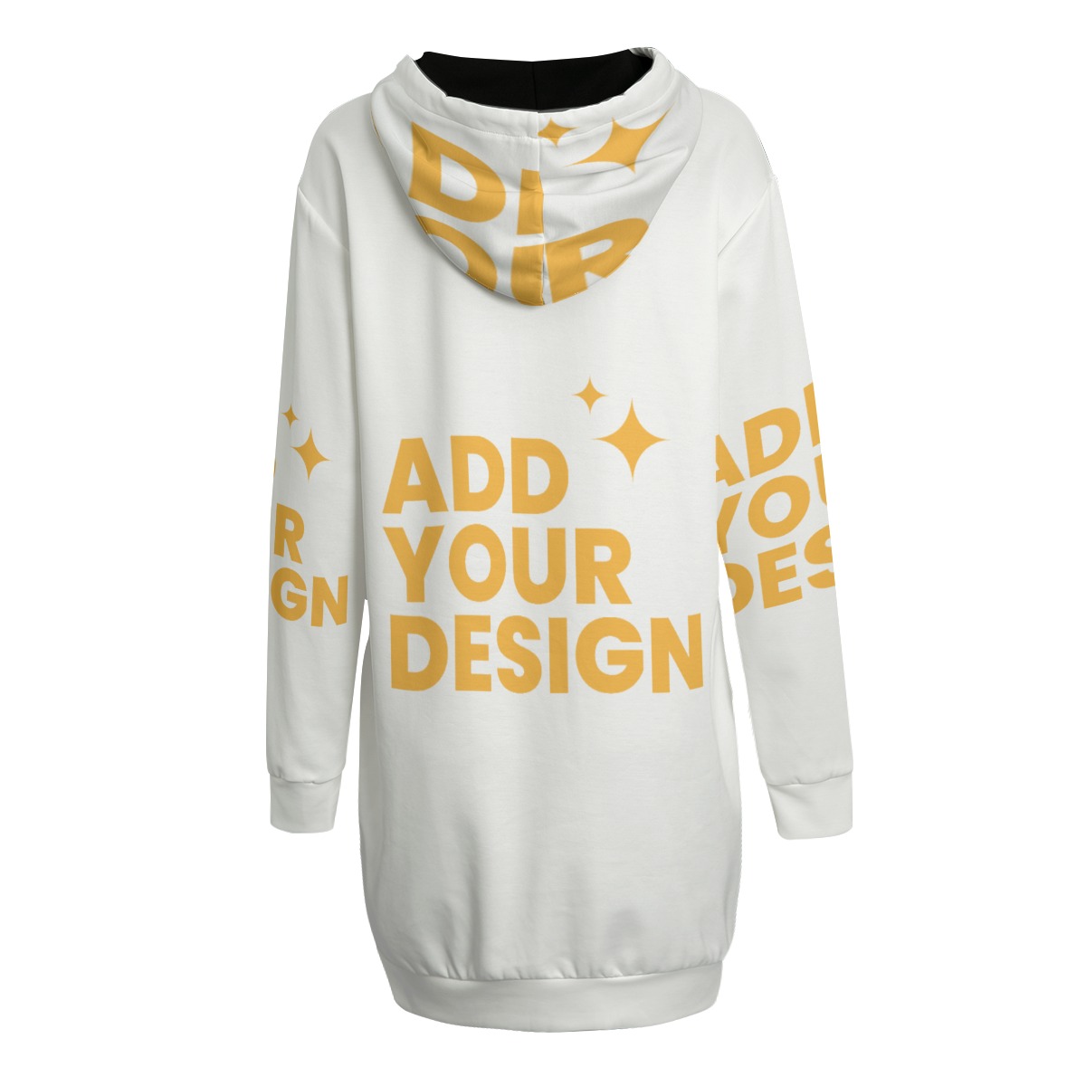 DHgatepod Women's Longline Hooded Sweatshirt Dress - All-Over Print Poly-Cotton Blend Tunic with Kangaroo Pocket