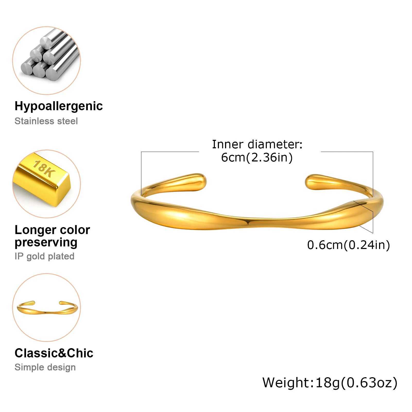 Vnox Stainless Steel Wrist BraceletGold Color Simple Dainty Irregular Geometric Opening BangleMinimalist Women Jewelry Party J251021