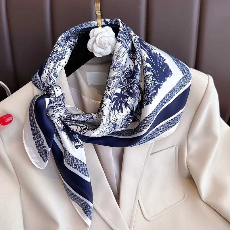 Literary Fashionable New Square Scarf Simulation Silk Silky Scarf Binding Silky Scarf Decorative Headscarf Scarf W251021
