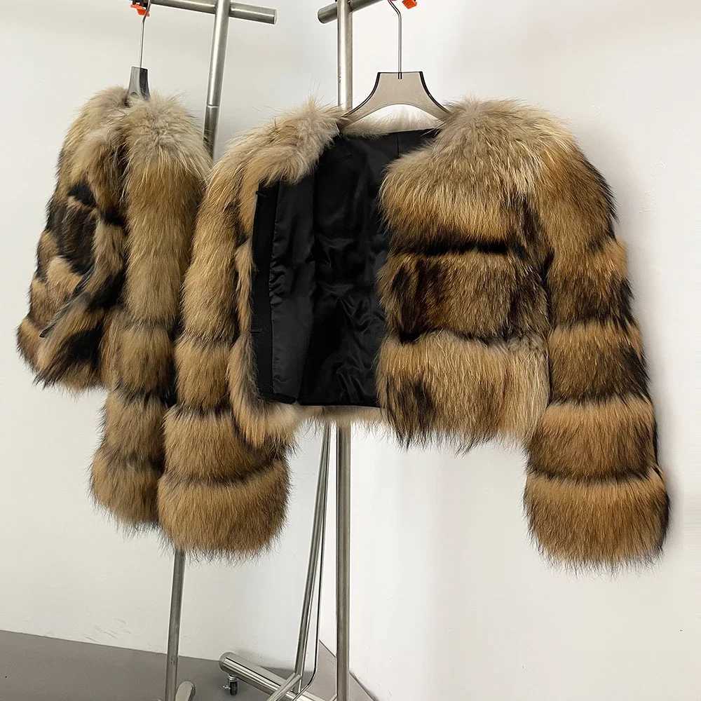 WHOLESALE 2025 NewNatural Raccoon Fox Fur Coat High Quality Winter Jacket Women Fluffy Real Fur Thick Warm Outerwear Streetwear Y251105