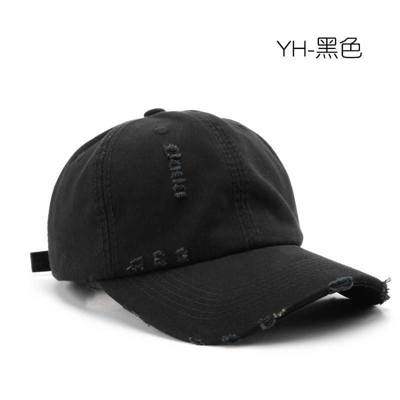 Womens Spring and Autumn Solid Color Distressed Baseball Cap Outdoor Mens Travel Personality Sun Protection Shade Baseball Cap H251020