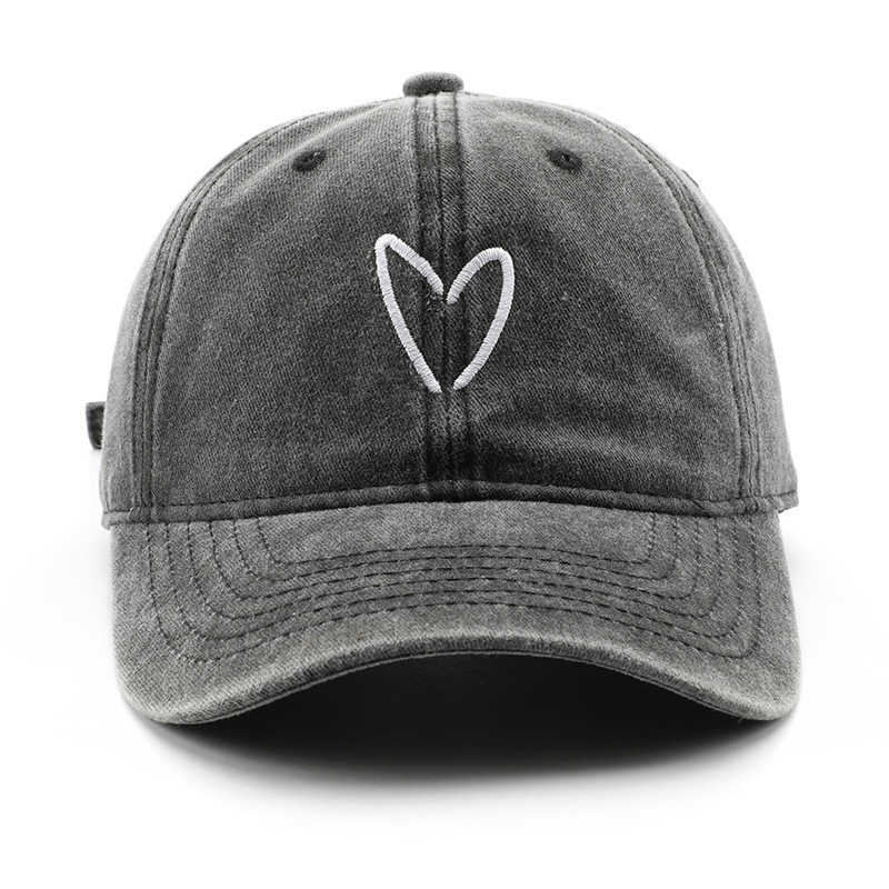Unique Womens Washed Vintage Heart Embroidery Baseball Cap Outdoor Mens Sun Protection Visor Cap H251020