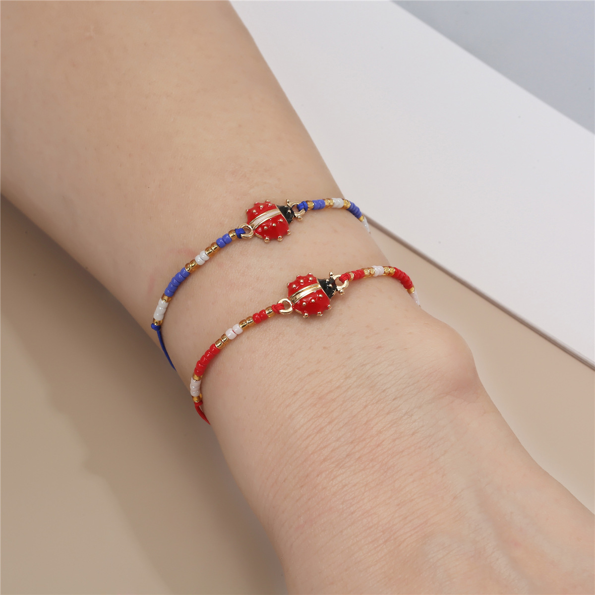 Luxury bracelet Retro Red ladybug bead lucky woven adjustable bracelet set for women free shipping gold bracelet women Christmas gift