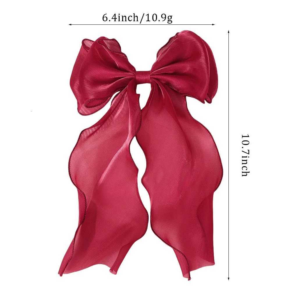Chiffon Bow Hair Clips Girls Blue Shining Satin Bowknot Hair Clips Ribbon Bow Barrette Sweet Hairpin Grip Ponytail Clip HeadwearW254021