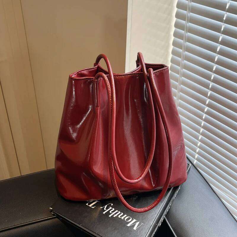 Designer Luxury Women PU Fashion Shoulder Large Capacity Carrying Solid Color Simple Tote Daily Work Bag