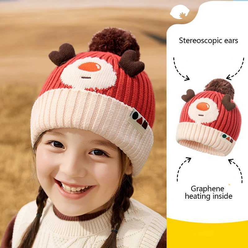 Christmas autumn and winter knitted cute baby yarn hat childrens and girls warm and windproof ear protection hat J251021