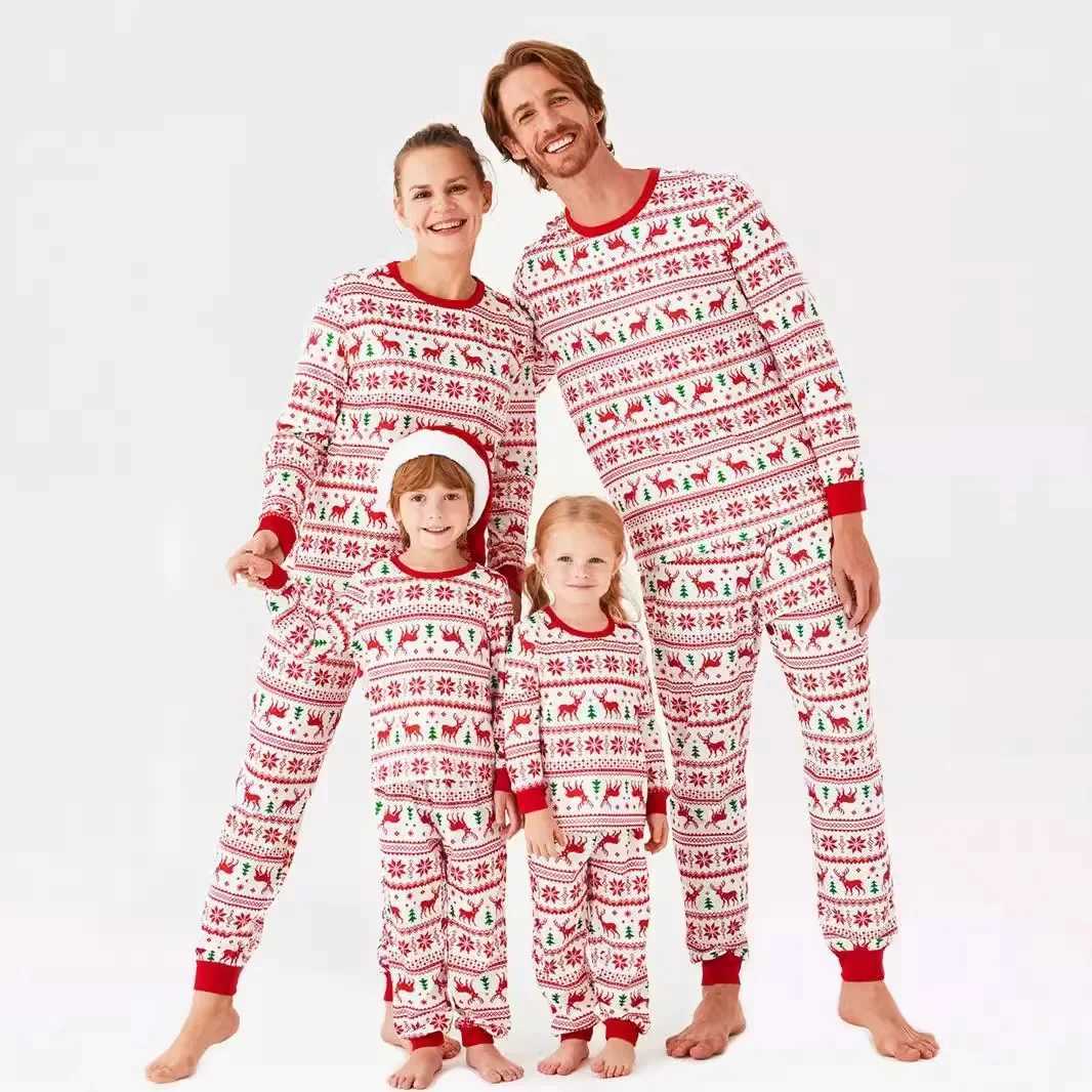 Family Christmas Matching Pajamas Set All Elk Print Adults Kids Clothing Set Full Sleeve O Neck Loose Sleepwear Xmas Look Pyjama L251021UZIG