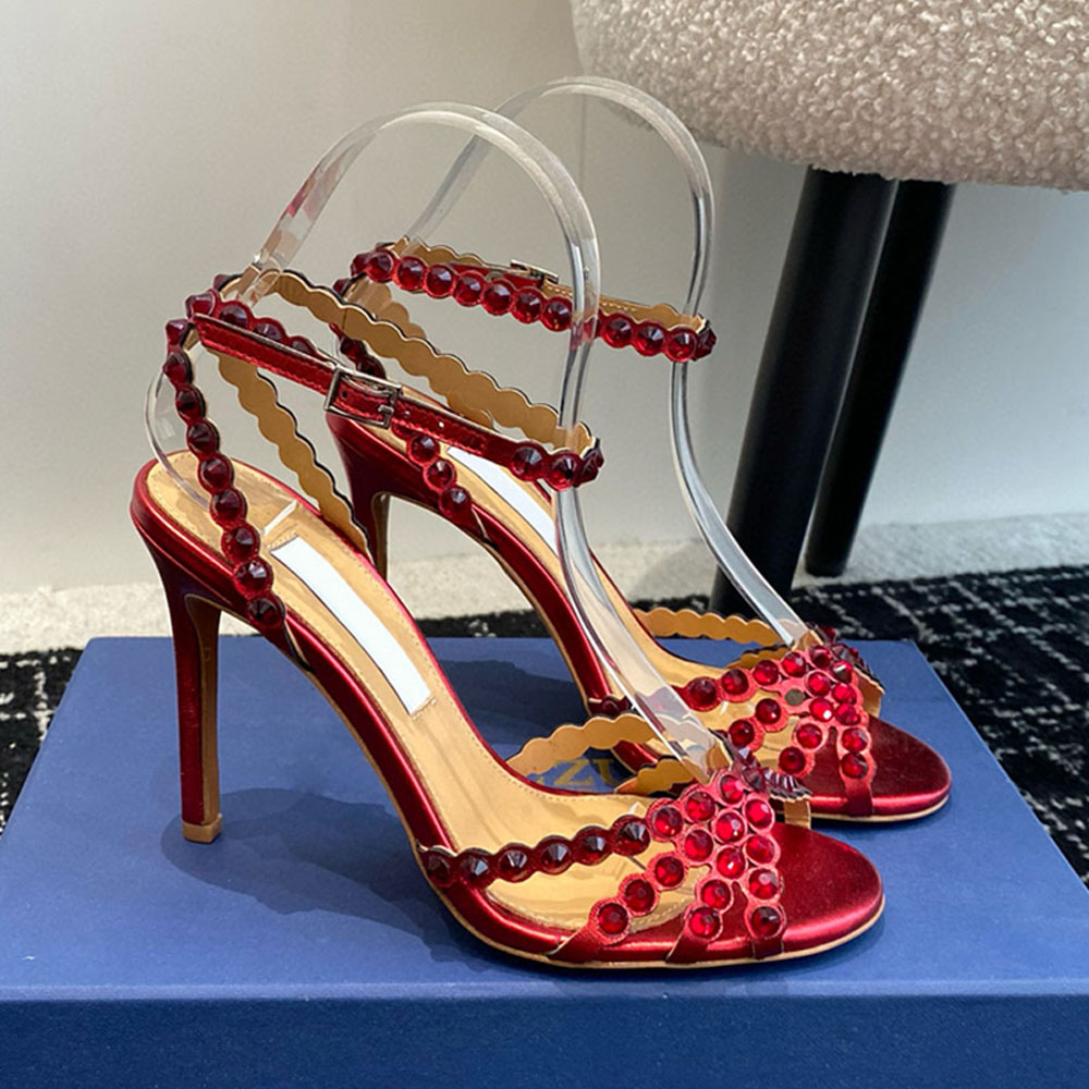 Top quality rhinestone Stiletto heel sandals clear PVC high heels crystal ball open toes High heels womens Luxury designer fashion Style heeled shoes