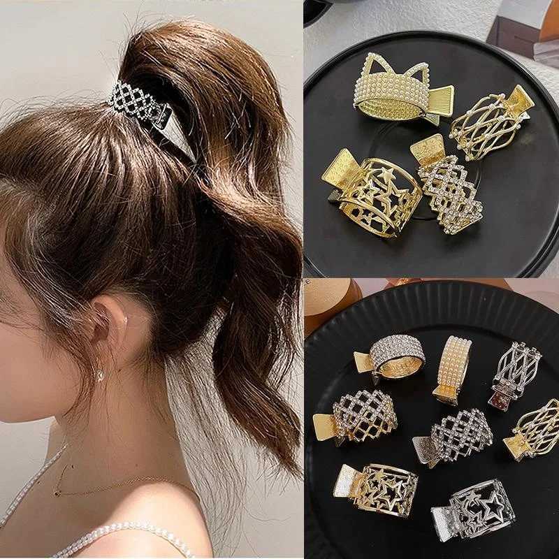 New Pearl Rhinestone Hair Claws Girl for Women High Ponytail Clip Fixed Hairpin Fashion Hair Accessories Headwear GiftsW254021