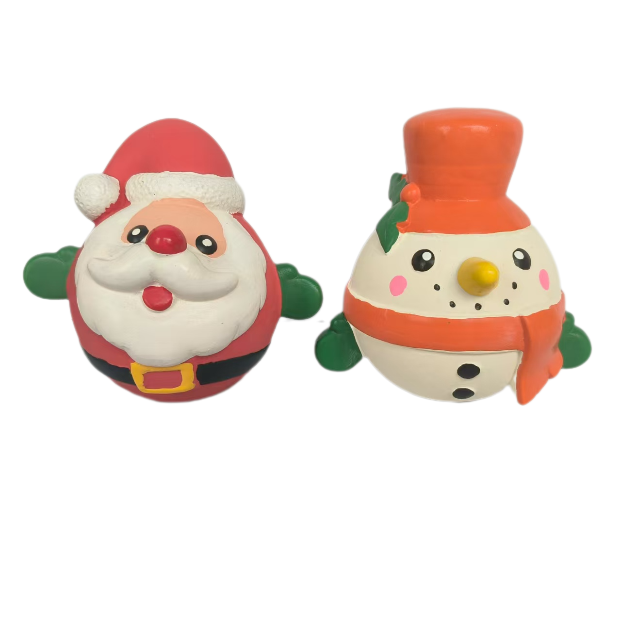 Latex Christmas Squeaky Dog Toy Soft Natural Rubber Squeaky Chewy Interactive Snow man and Santa Claus Canine Pet Toys with Bright Colors for Medium D