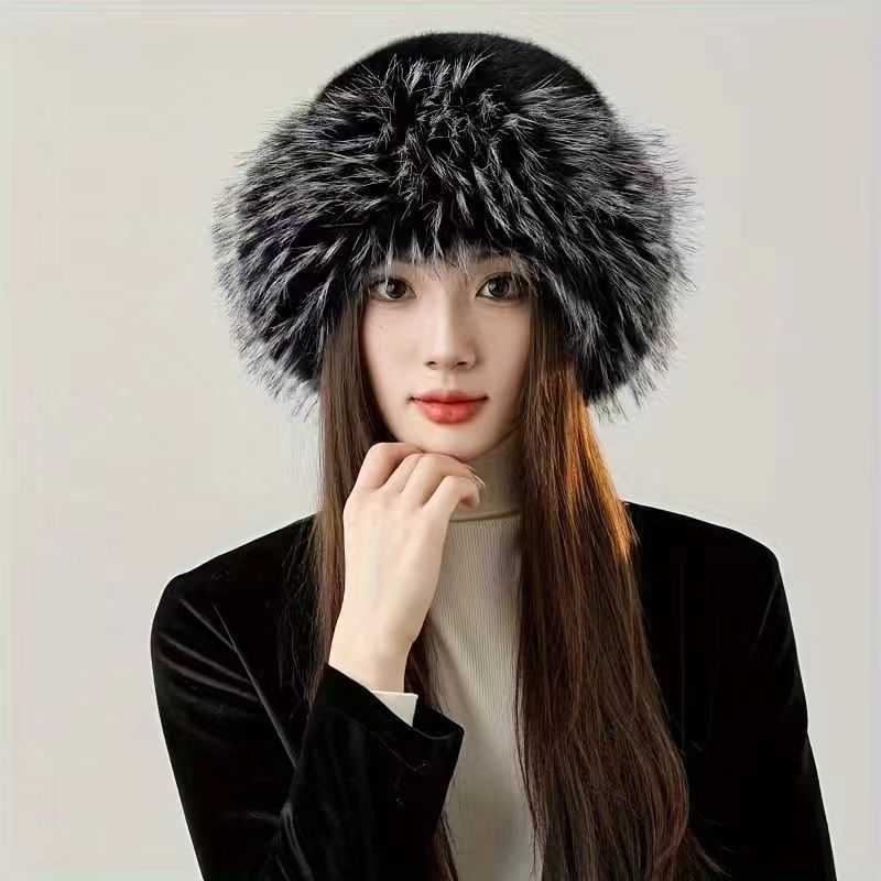 Autumn and Winter New Large Head Circumference Plush Hat Fashionable Warm Coldproof Ear Protection Hat Hat Plush Hat H251020